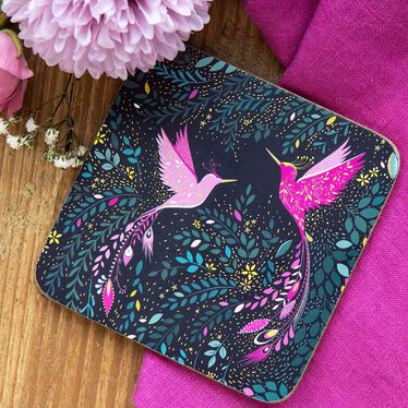 Sara Miller India Set of 4 Coasters, Hummingbird (S)
